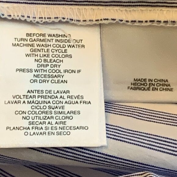 Anne Klein Striped Button Up Shirt Logo Buttons S Blue # White #131L - Picture 9 of 9